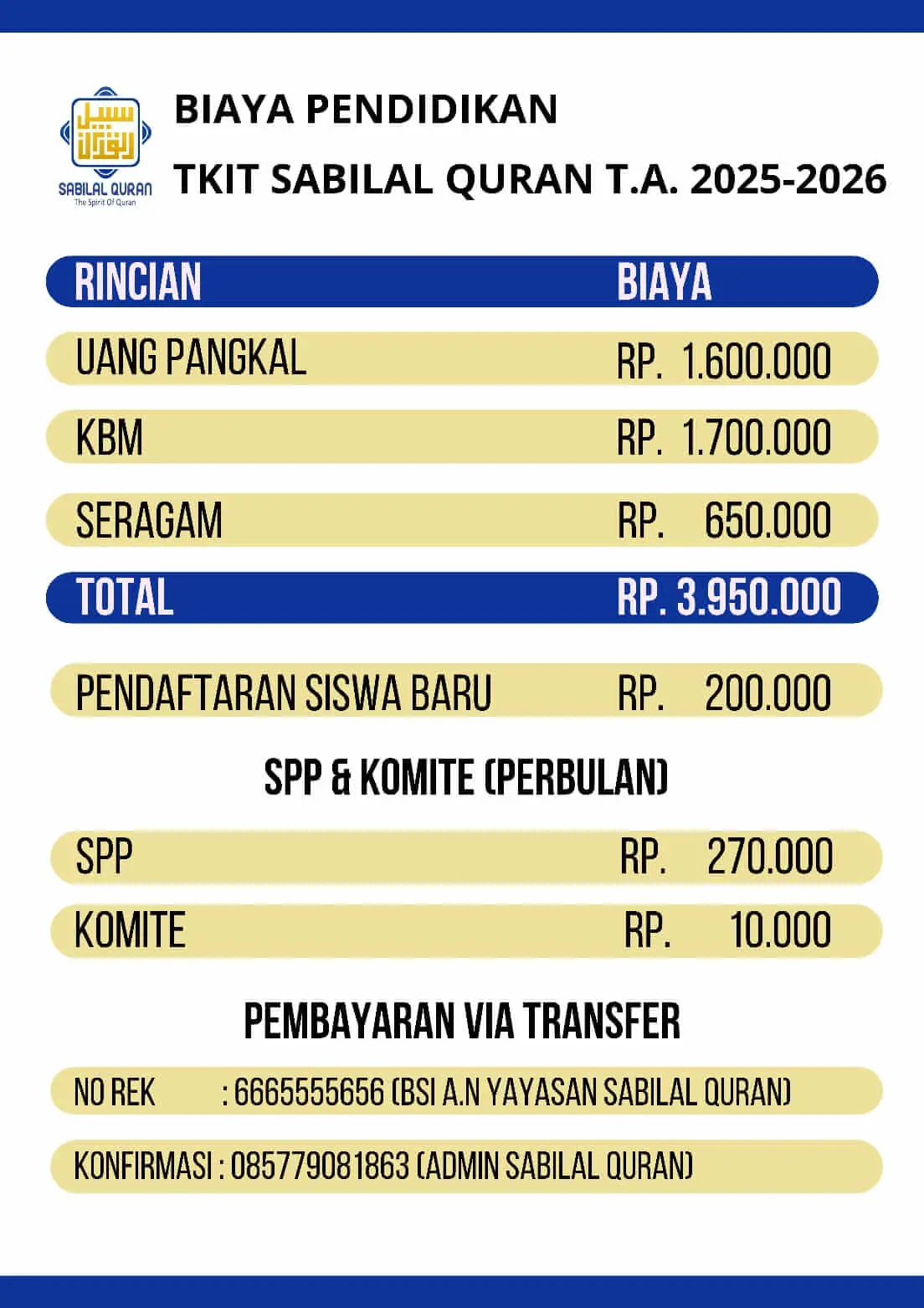 PPDB 2026-2027 TKIT Sabilal Quran